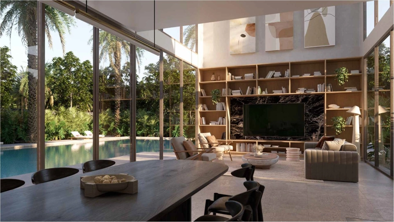 Entrance view of Saadiyat Lagoons showcasing tranquil and green surroundings